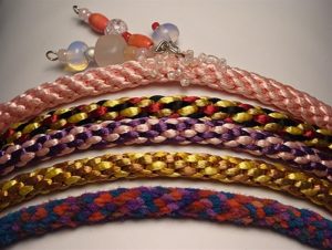 Learn a Japanese braiding technique while making these bracelets in our Kumihimo design class.