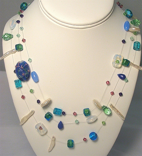 This Illusion necklace can be made in a design class at The Twisted Bead & Rock Shop.