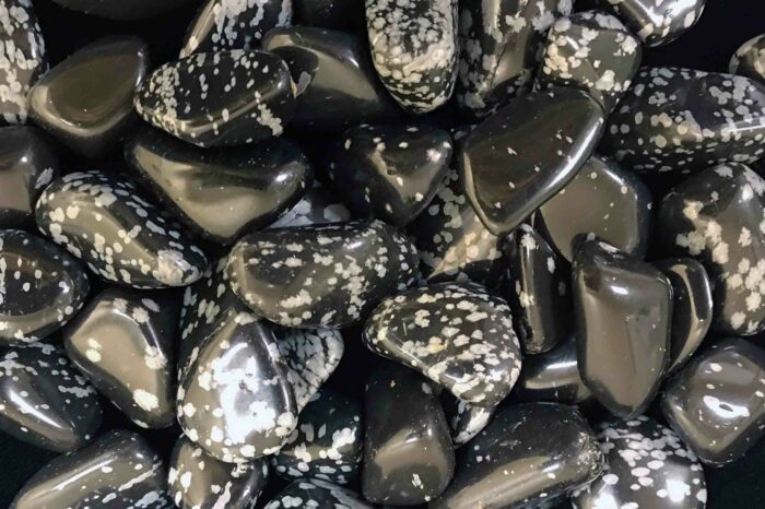 Tumbled snowflake obsidian stones