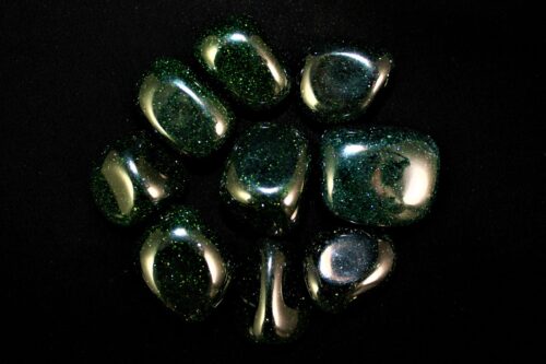 Green Goldstone crystal tumbled stone