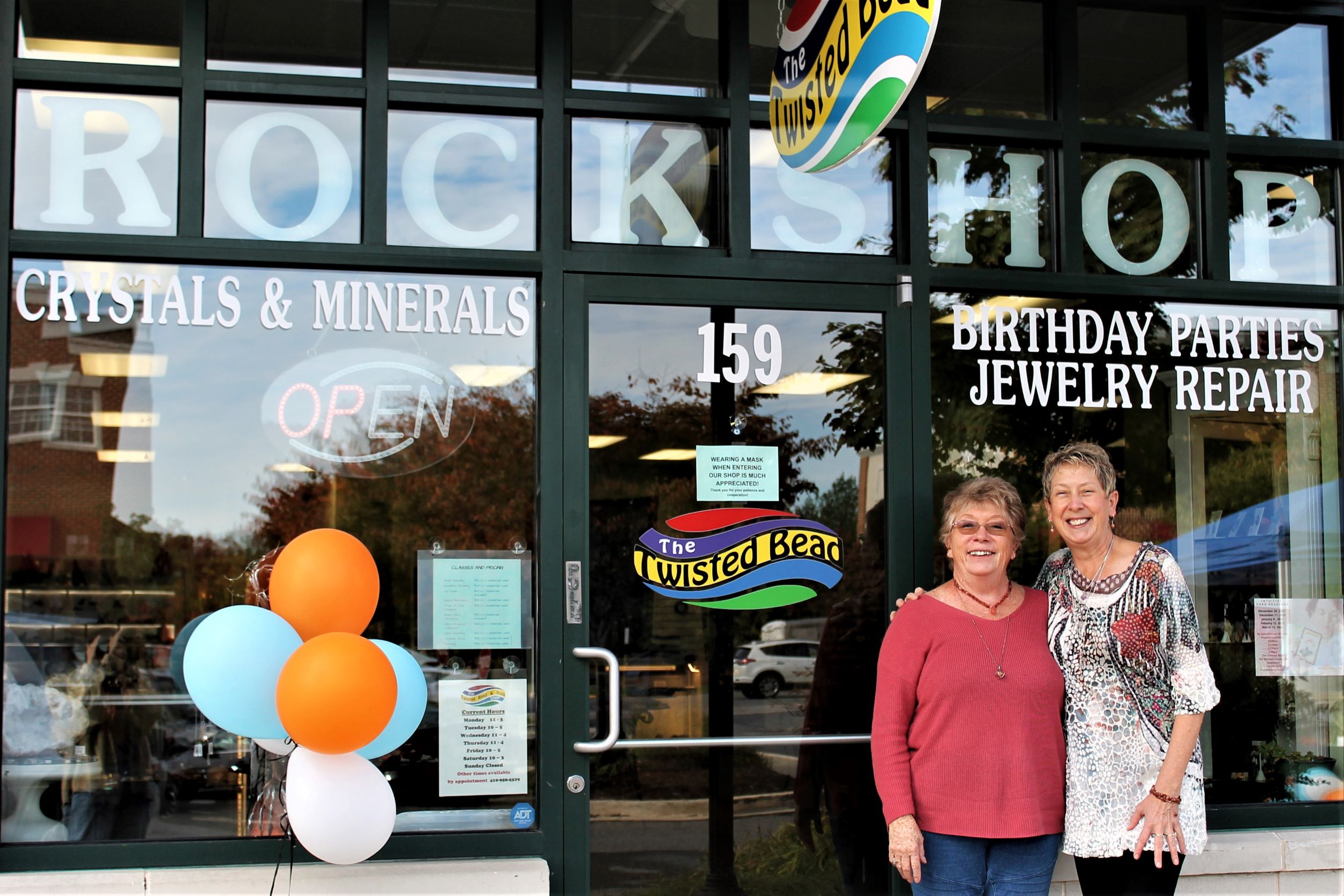 health and wellness at the twisted bead and rock shop store front with mom