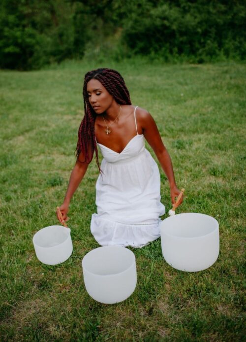 mis moon playing crystal singing bowls